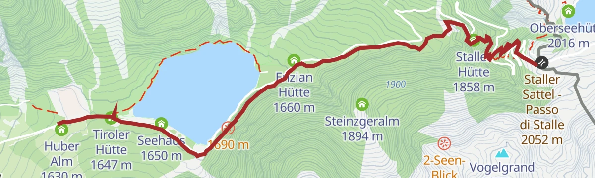 Route map: Panoramic hike from the Lake Antholz to the Staller Saddle